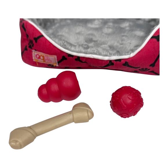 Dog Toys Bone Bow Collar Food Water Bowls Stand Battat OG For American Girl Pets - Picture 5 of 10